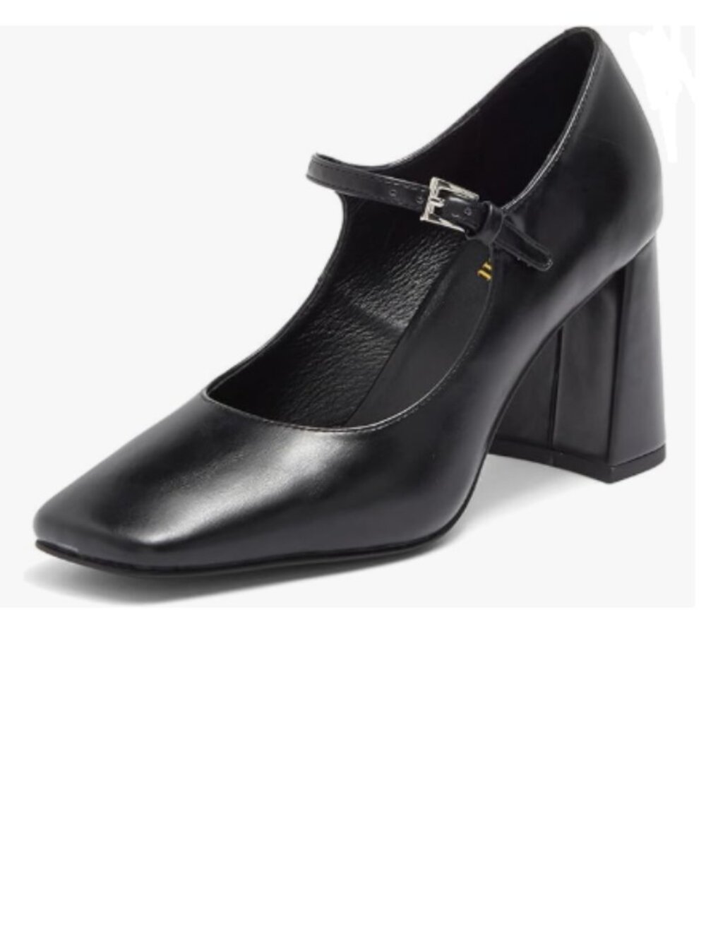 miss left Black Cute Mary Janes Square Toe Block Chunky High Heel Pumps